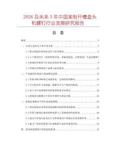 2026及未來(lái)5年中國(guó)美制開(kāi)槽盤(pán)頭機(jī)螺釘行業(yè)發(fā)展研究報(bào)告
