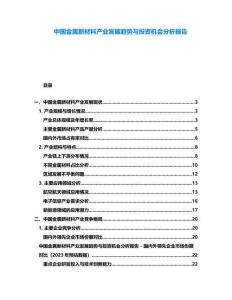 中國金屬新材料產(chǎn)業(yè)發(fā)展趨勢與投資機(jī)會分析報告
