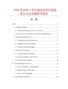 2026及未來5年中國雙把雙孔面盆龍頭行業(yè)發(fā)展研究報(bào)告