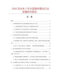 2026及未來5年中國鋼材管坯行業(yè)發(fā)展研究報告
