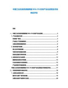 中國工業無線傳感器網絡WIA-PA標準產業化進程及市場響應評估