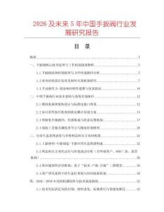 2026及未來5年中國手扳閥行業(yè)發(fā)展研究報告
