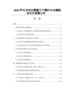 2026產后抑郁癥篩查與干預的社會組織提供的服務分析