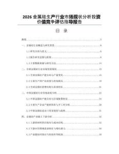 2026金屬硅生產(chǎn)行業(yè)市場(chǎng)現(xiàn)狀分析投資價(jià)值競(jìng)爭(zhēng)評(píng)估指導(dǎo)報(bào)告