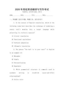 2026年高校英語翻譯與寫作考試