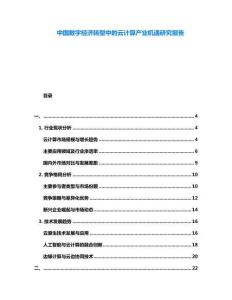 中國數字經濟轉型中的云計算產業機遇研究報告