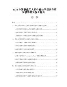 2026中國農(nóng)業(yè)無人機(jī)作業(yè)效率提升與精準(zhǔn)噴灑算法優(yōu)化報告