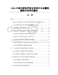 2026中國光纖到戶普及率提升與運營商戰(zhàn)略布局研究報告