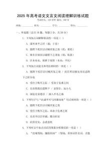 2025年高考語文文言文閱讀理解訓練試題