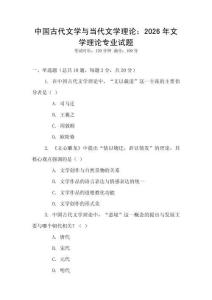 中國古代文學與當代文學理論：2026年文學理論專業試題