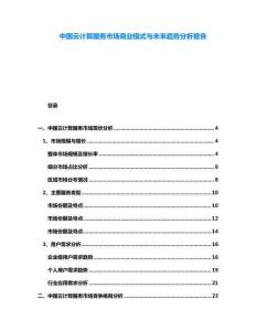 中國云計算服務市場商業模式與未來趨勢分析報告