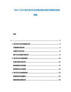 2025-2030电子支付行业市场供需分析技术发展与投资策略