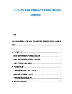 2025-2030多晶硅太陽能電池產業供應鏈優化及成本控制研究報告