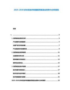 2025-2030多米尼加共和國醫藥制造業競爭力分析報告