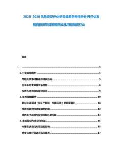 2025-2030風險投資行業研究偏差爭辯報告分析評估發展商投資項目策略商業化問題融資行業