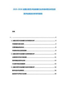 2025-2030法國古董藝術品收藏行業市場供需分析及投資評估規劃分析研究報告