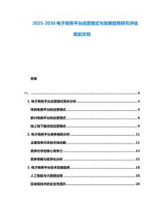 2025-2030电子商务平台运营模式与发展趋势研究评估规划文档