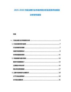 2025-2030污染治理行業市場供需分析及投資評估規劃分析研究報告