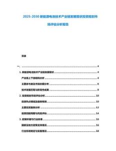 2025-2030新能源電池技術(shù)產(chǎn)業(yè)鏈發(fā)展現(xiàn)狀投資規(guī)劃市場(chǎng)評(píng)估分析報(bào)告