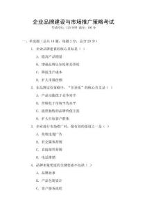 企業(yè)品牌建設(shè)與市場推廣策略考試