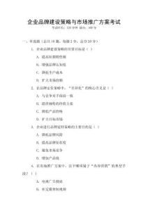 企業(yè)品牌建設(shè)策略與市場(chǎng)推廣方案考試