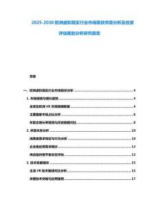 2025-2030歐洲虛擬現實行業市場現狀供需分析及投資評估規劃分析研究報告