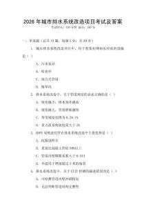 2026年城市排水系統(tǒng)改造項(xiàng)目考試及答案