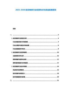 2025-2030航空維修行業投資熱點與資金配置報告