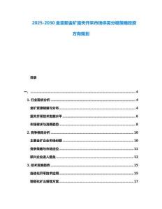 2025-2030圭亞那金礦露天開采市場供需分級策略投資方向規劃