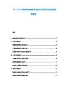 2025-2030鐵路運輸行業資金需求分析公益投資機制設置報告