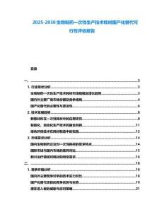 2025-2030生物制藥一次性生產技術耗材國產化替代可行性評估報告