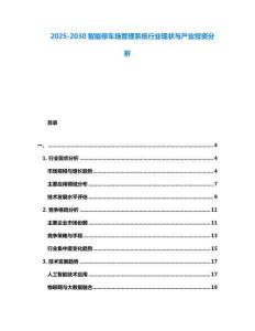 2025-2030智能停車場管理系統行業現狀與產業投資分析
