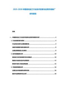 2025-2030中國激光加工行業(yè)技術(shù)發(fā)展與應(yīng)用市場推廣研究報告