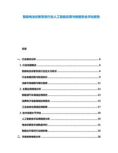 智能电池诊断系统行业人工智能应用与数据安全评估报告