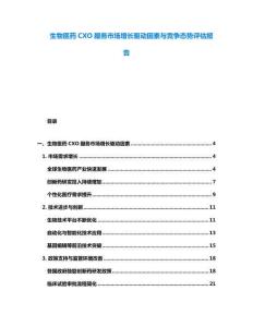生物醫藥CXO服務市場增長驅動因素與競爭態勢評估報告