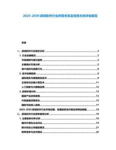 2025-2030游戲軟件行業(yè)供需關(guān)系及投資方向評估報(bào)告