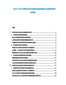 2025-2030中國衛(wèi)浴企業(yè)數(shù)字化轉(zhuǎn)型路徑與實(shí)施效果評估報(bào)告