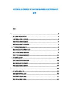 社區(qū)零售業(yè)態(tài)崛起與下沉市場拓展戰(zhàn)略及投融資風向研究報告