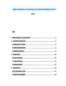 中国水利资源行业市场供需分析及投资评估规划分析研究报告