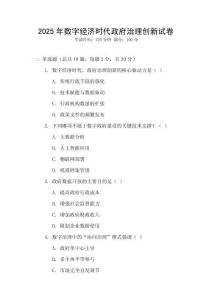 2025年數(shù)字經(jīng)濟時代政府治理創(chuàng)新試卷