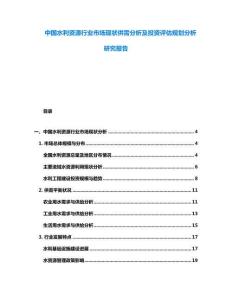 中國水利資源行業市場現狀供需分析及投資評估規劃分析研究報告