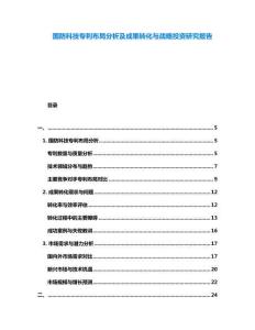 國防科技專利布局分析及成果轉化與戰略投資研究報告