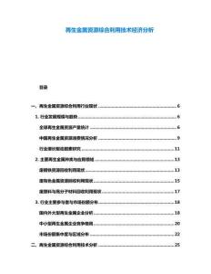再生金屬資源綜合利用技術經濟分析