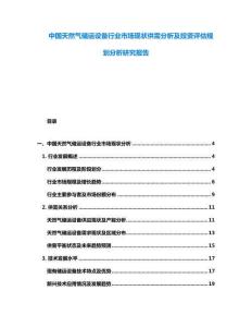 中國天然氣儲運設(shè)備行業(yè)市場現(xiàn)狀供需分析及投資評估規(guī)劃分析研究報告