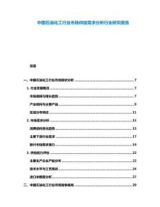 中國石油化工行業(yè)市場供給需求分析行業(yè)研究報告