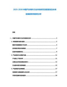 2025-2030中國汽車喇叭行業市場研究深度報告及未來發展趨勢和前景分析