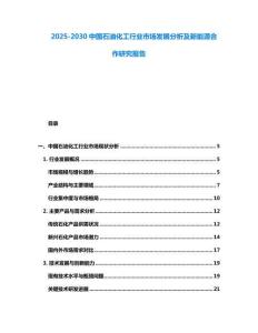 2025-2030中国石油化工行业市场发展分析及新能源合作研究报告