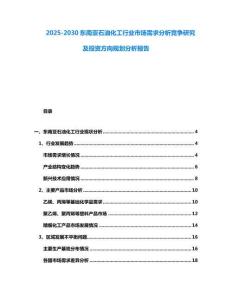 2025-2030東南亞石油化工行業市場需求分析競爭研究及投資方向規劃分析報告