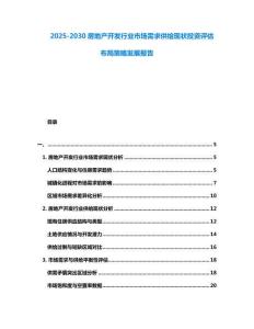 2025-2030房地產開發行業市場需求供給現狀投資評估布局策略發展報告