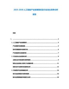 2025-2030人工智能產(chǎn)業(yè)發(fā)展現(xiàn)狀及行業(yè)龍頭競爭分析報(bào)告